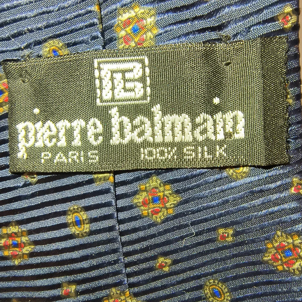 BALMAIN - 2 Pierre Balmain Blue Italian Silk Ties with Paisley & Floral Patterns